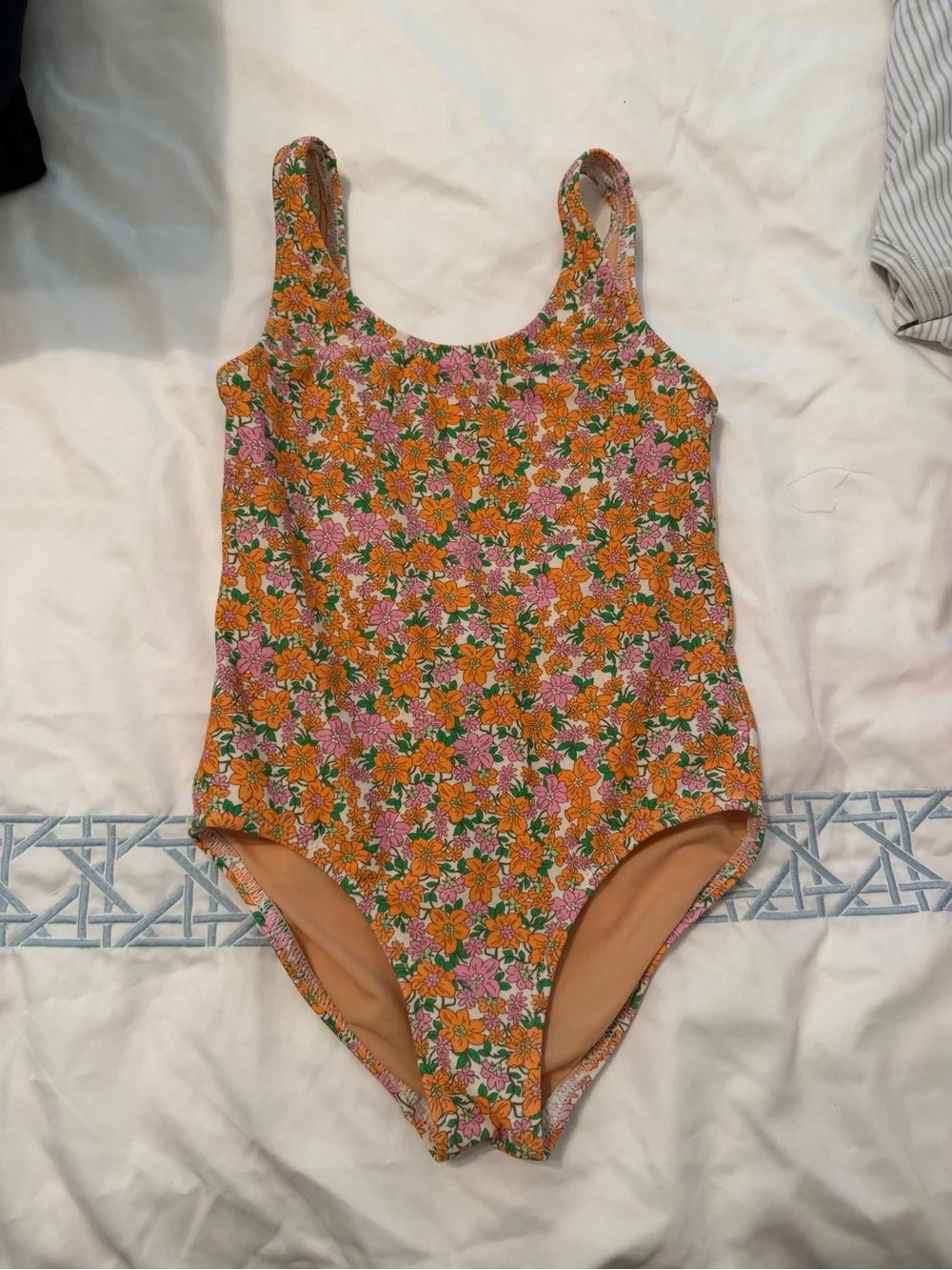 Crewcuts Orange & Pink Floral One-Piece Swimsuit